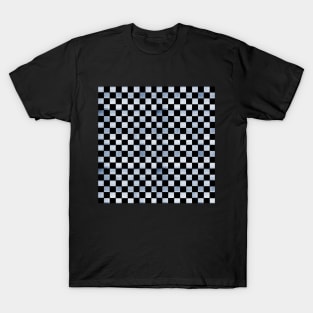 Black and Blue Checkered Wood Pattern T-Shirt